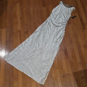 Laundry By Shelli Segal Shimmering Gold Champagne Maxi Dress